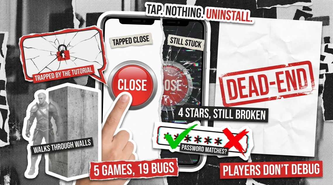 Bug Crawl Digest #1: meest voorkomende bugs in mobiele games Bug Crawl Digest #1: meest voorkomende bugs in mobiele games